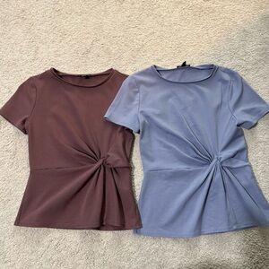 Elegant Twist Knot Women Tops - mauve and Blue